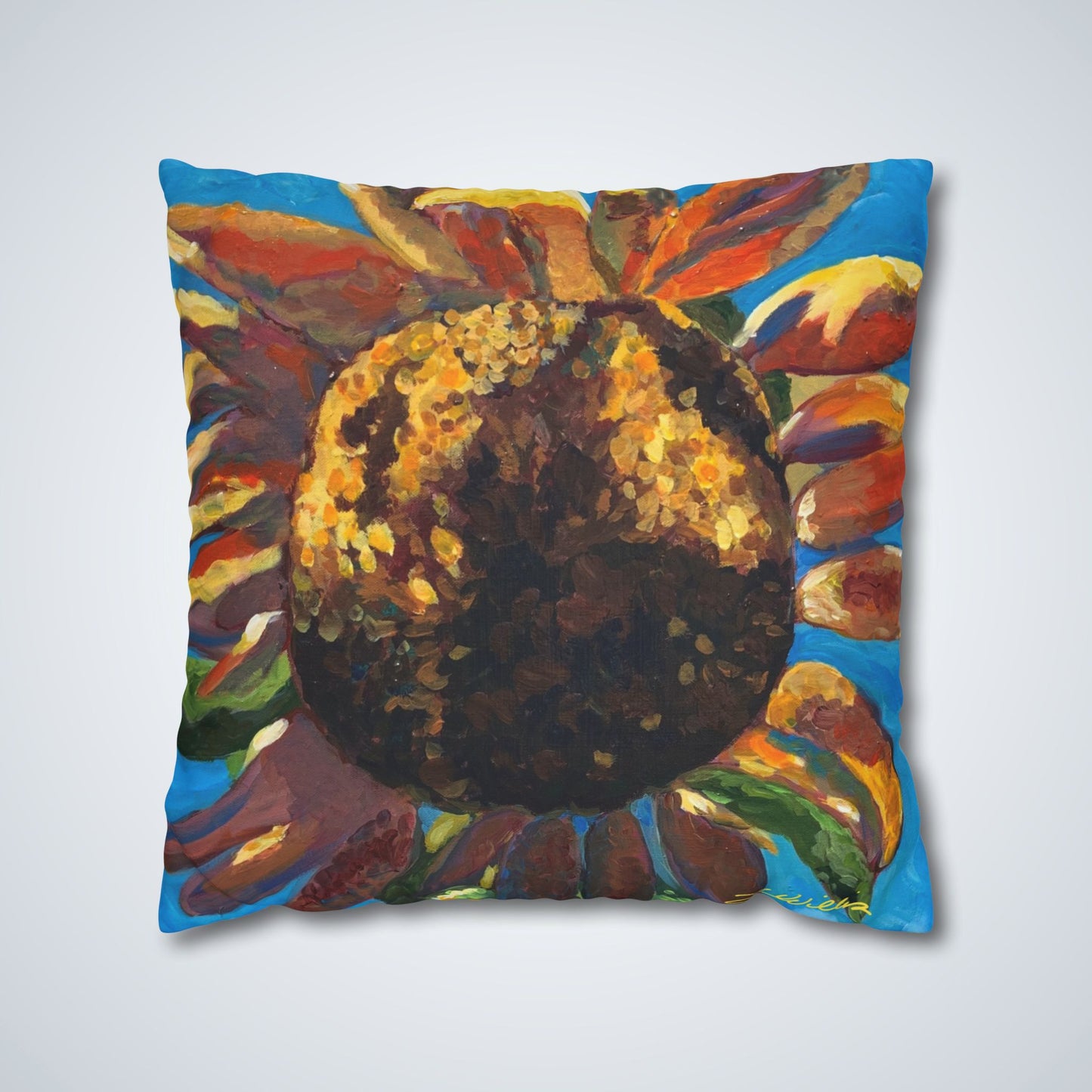 Sunflower Square Poly Canvas Pillowcase