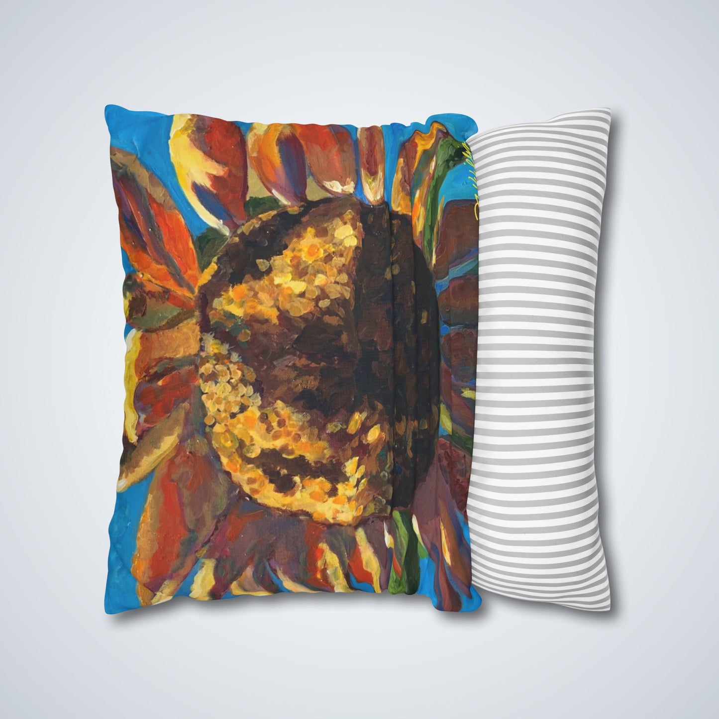 Sunflower Square Poly Canvas Pillowcase