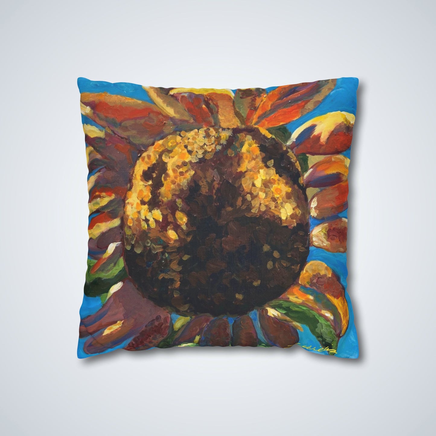 Sunflower Square Poly Canvas Pillowcase