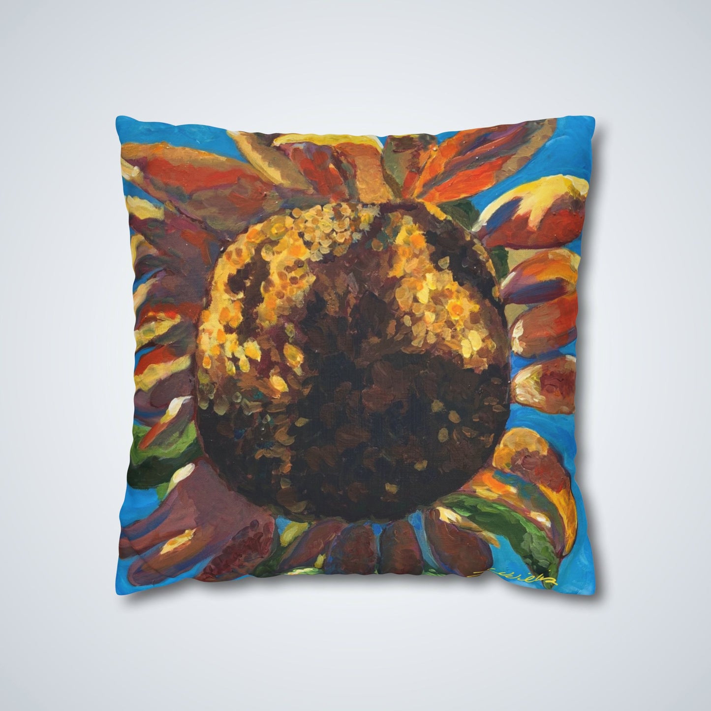 Sunflower Square Poly Canvas Pillowcase