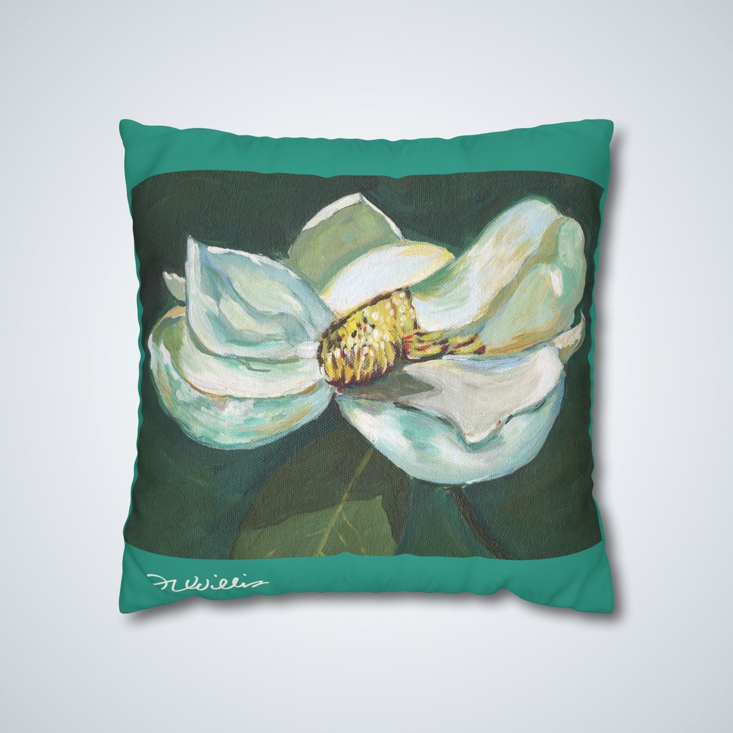 Magnolia Square Poly Canvas Pillow Case