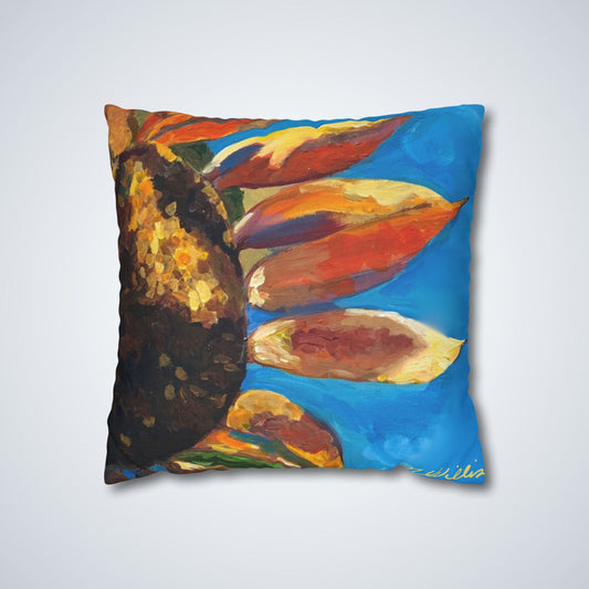 Demi Sunflower Square Poly Canvas Pillowcase