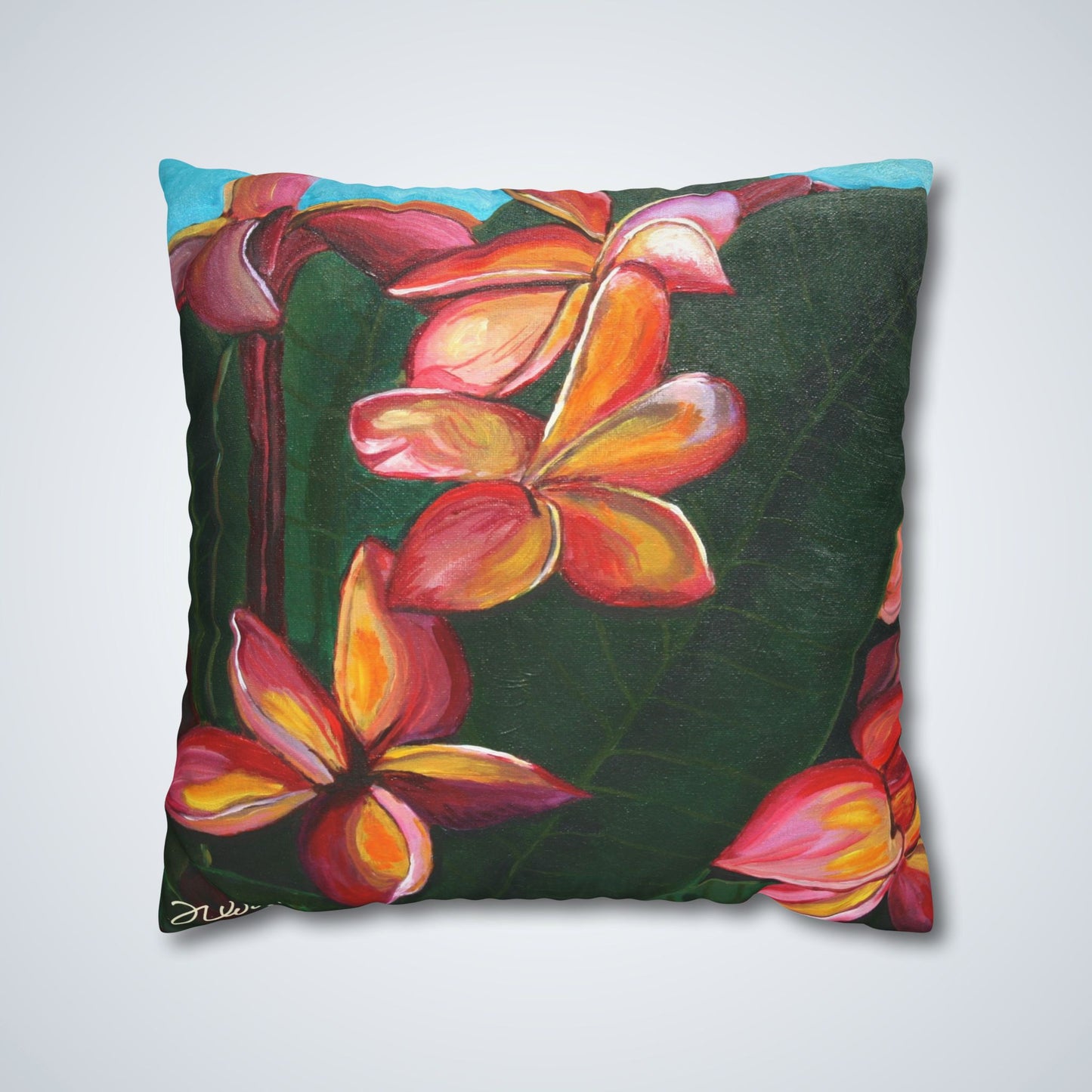 Plumeria Square Poly Canvas Pillowcase