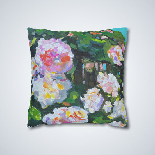 Seville Rose Square Poly Canvas Pillowcase