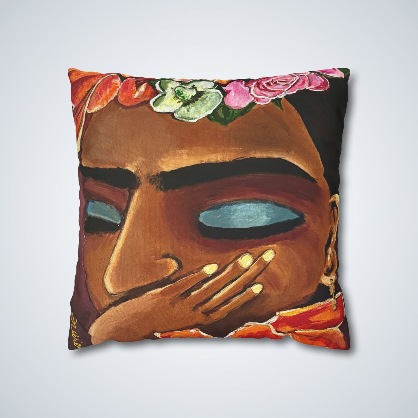 Frida Kahlo Square Poly Canvas Pillowcase