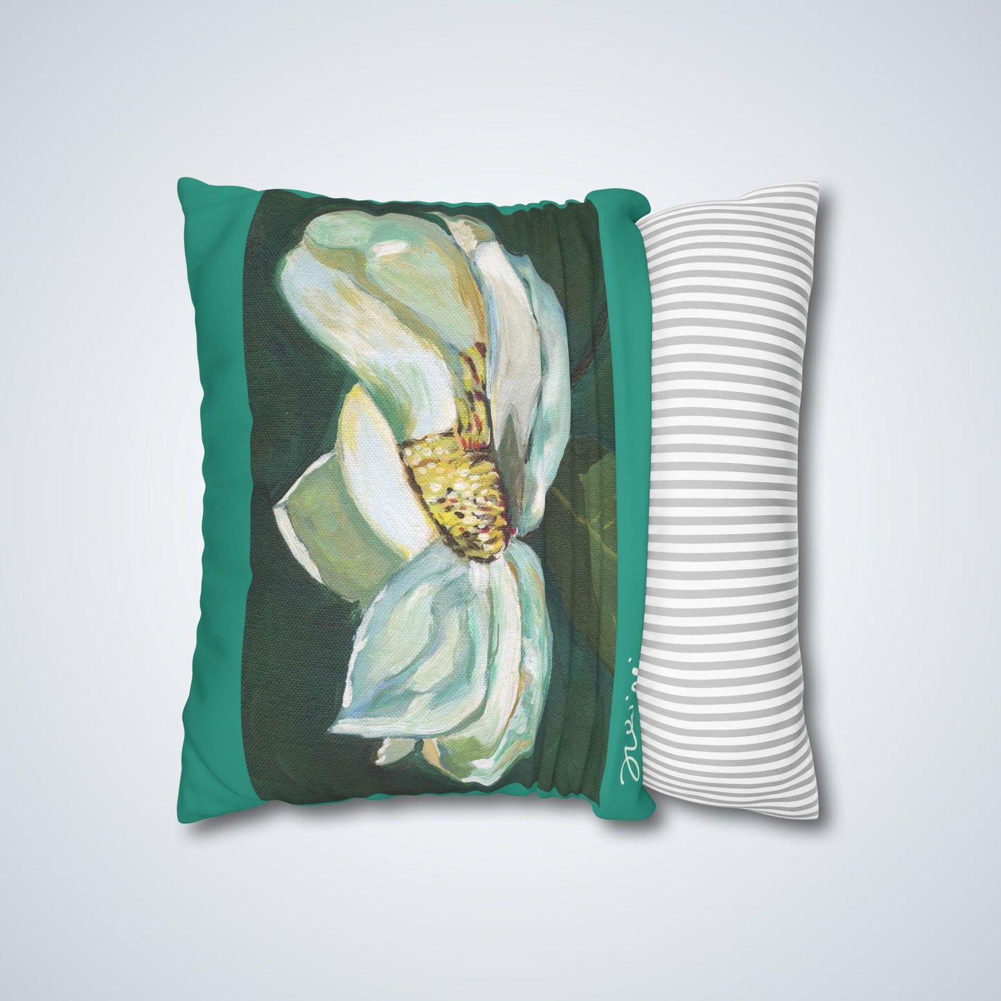 Magnolia Square Poly Canvas Pillow Case